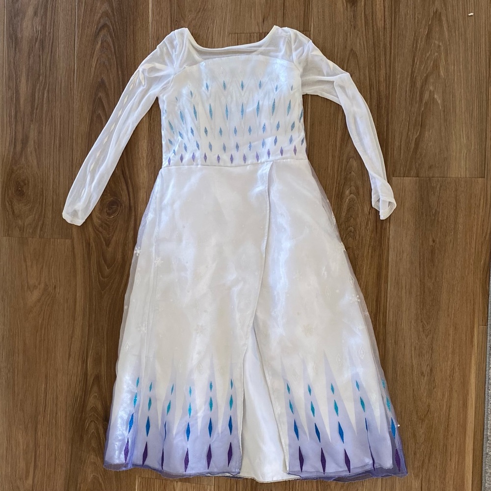 Disney White and Blue Long Sleeve Dress